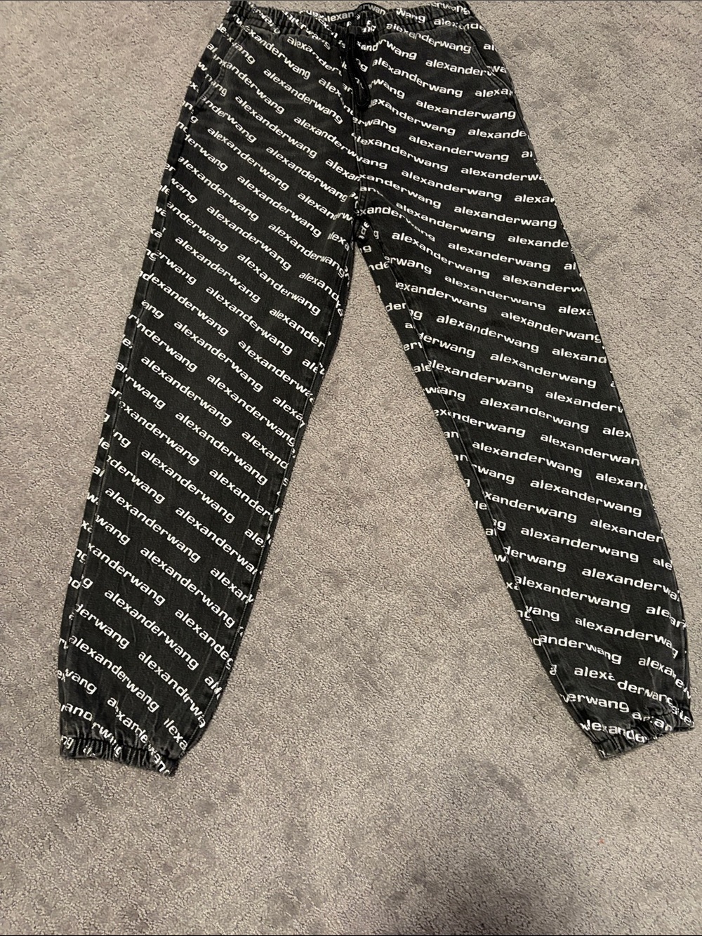 Alexander Wang Black All-Over Logo Joggers for Kids